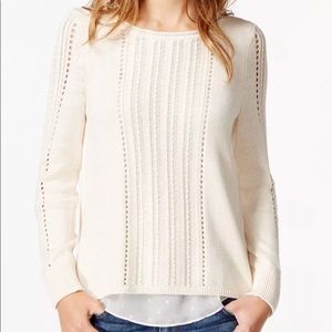 Lucky Brand Open Back Knitted Cream Sweater